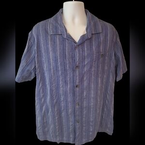 Tommy Bahama Men's Blue Striped Button-Up Shirt Size XL